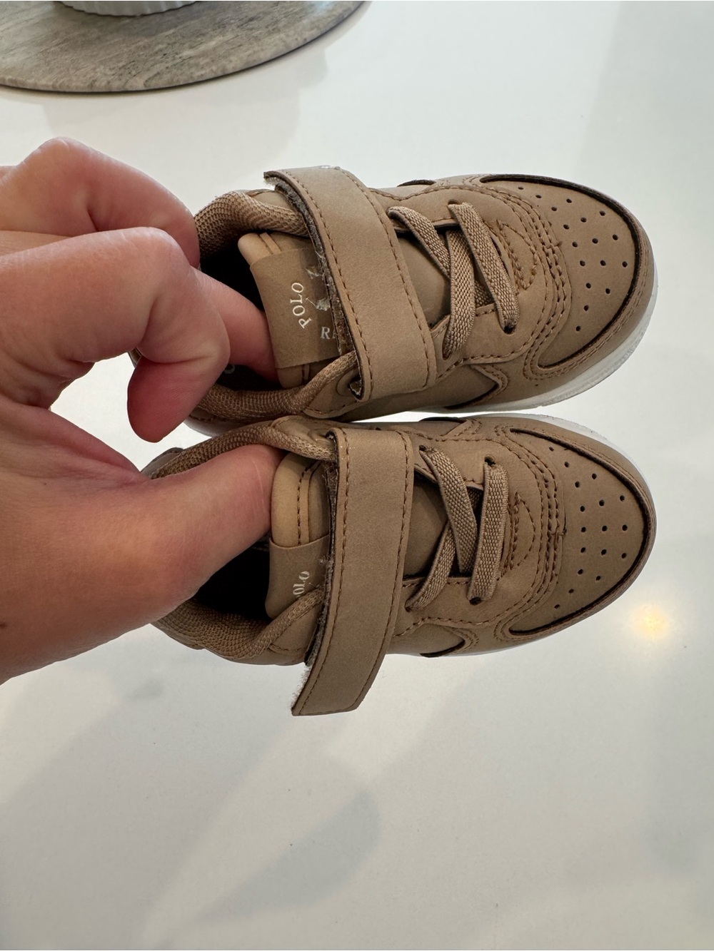 Polo by Ralph Lauren Kids Tan Hook-and-Loop Sneakers